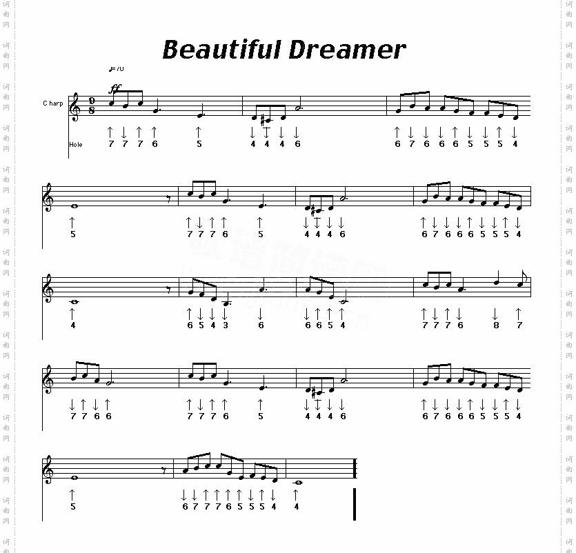 beautifuldreamer口琴谱