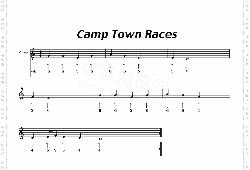 camptownraces口琴谱