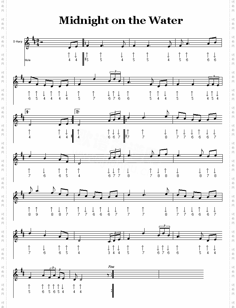 midnightonthewater口琴谱