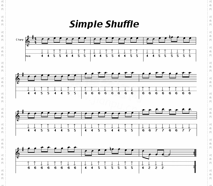 Simpleshuffle口琴谱
