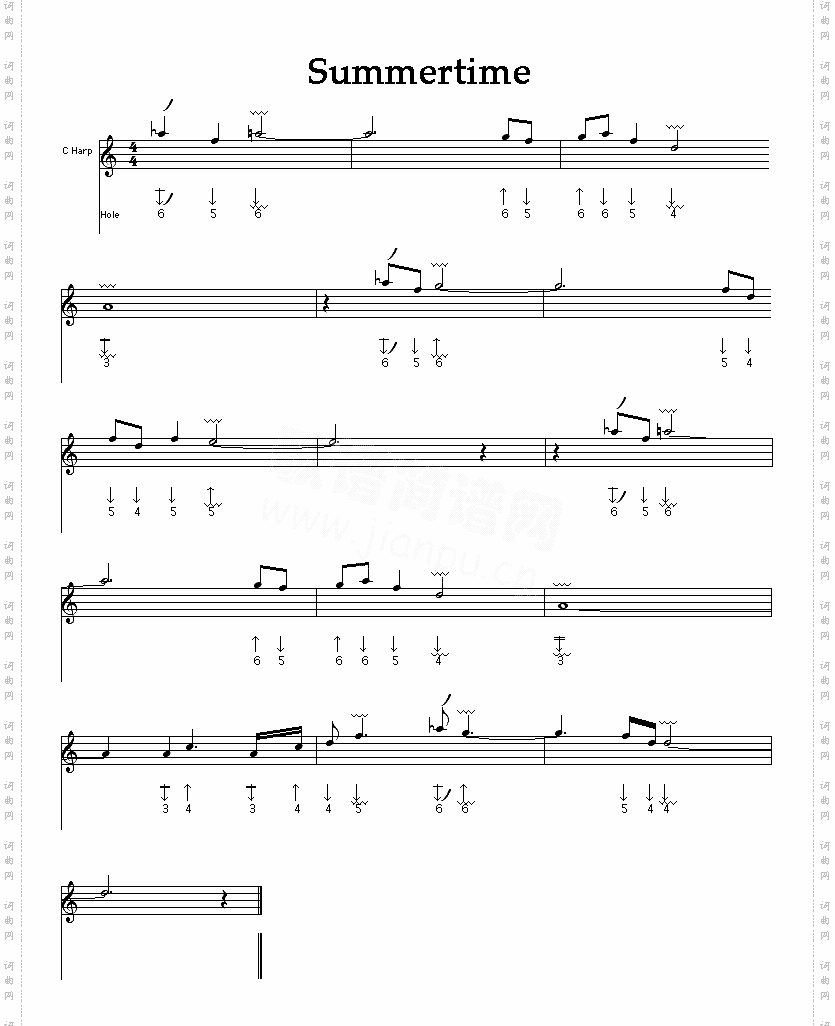 Summertime口琴谱
