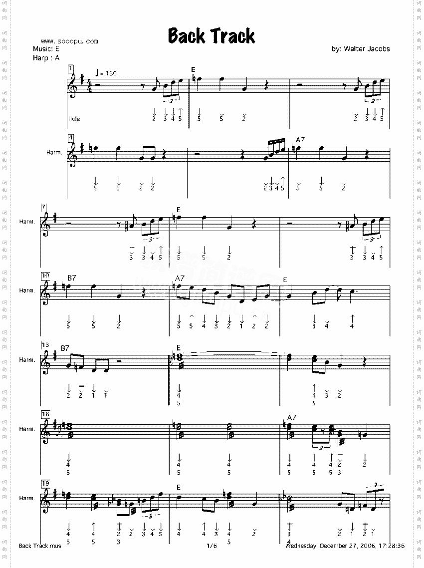 backtrack口琴谱