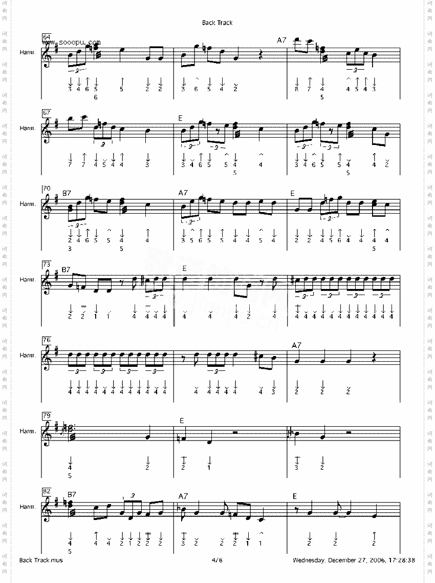 backtrack口琴谱
