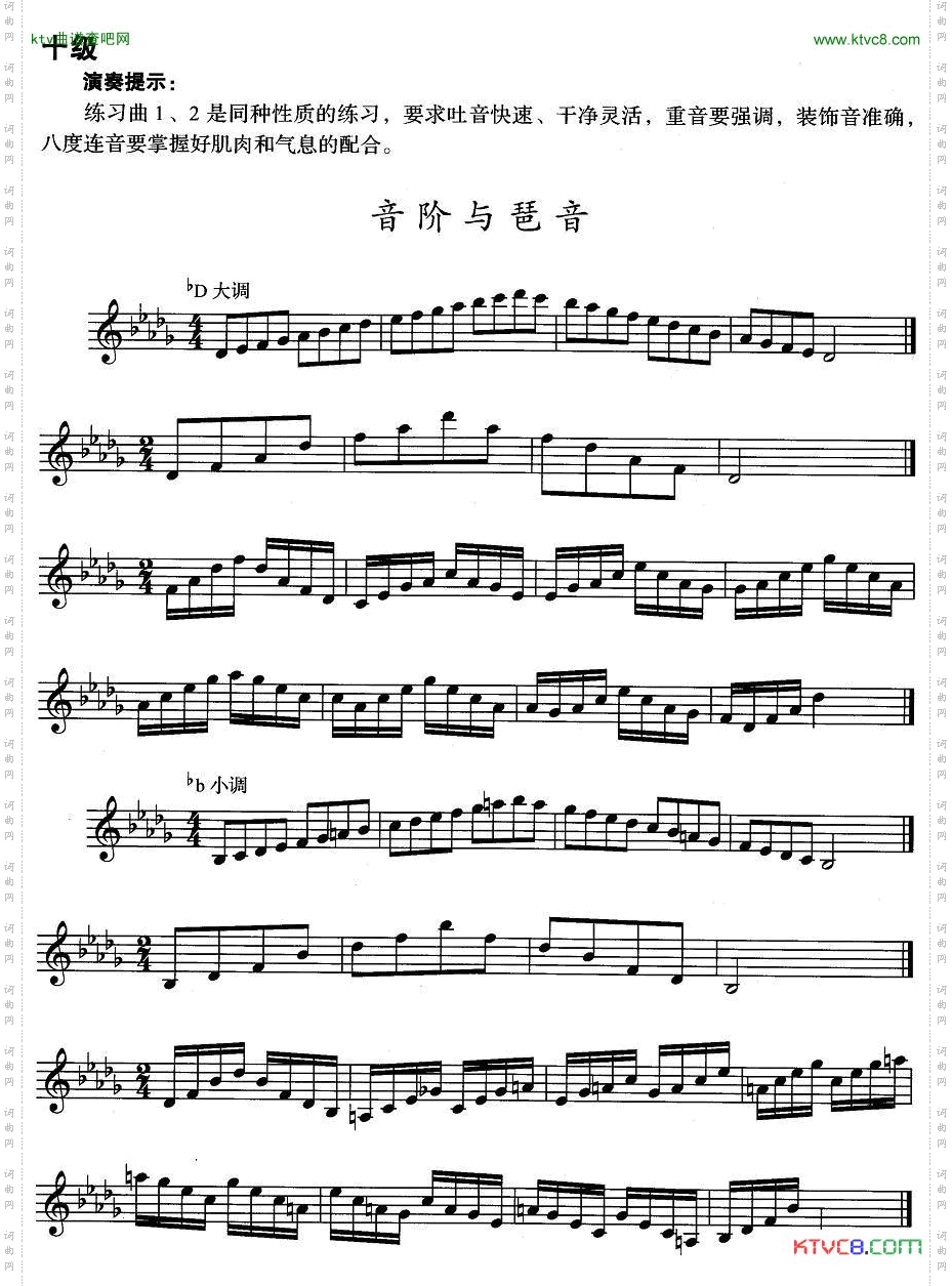 小号考级十级：音阶与琶音bD大调、bd小调