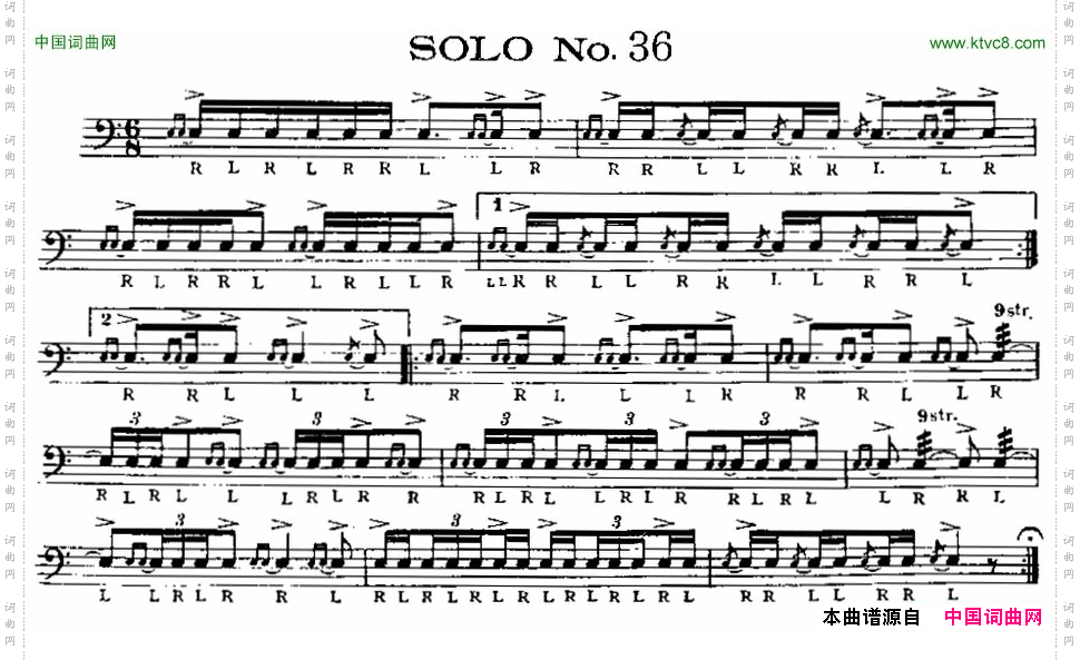 美国军鼓SOLONo.36-40爵士鼓谱_美国军鼓 SOLO No.36-40爵士鼓谱