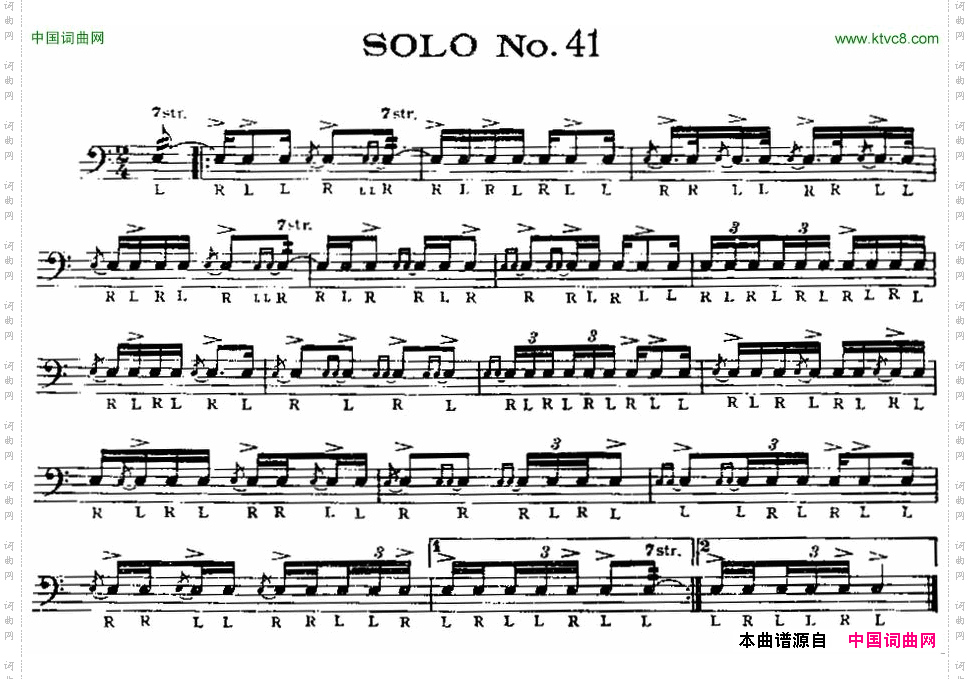 美国军鼓SOLONo.41-45爵士鼓谱_美国军鼓 SOLO No.41-45爵士鼓谱