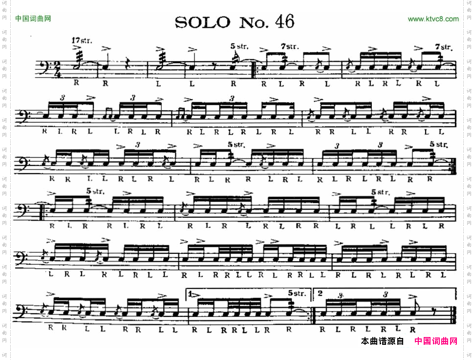 美国军鼓SOLONo.46-50爵士鼓谱_美国军鼓 SOLO No.46-50爵士鼓谱