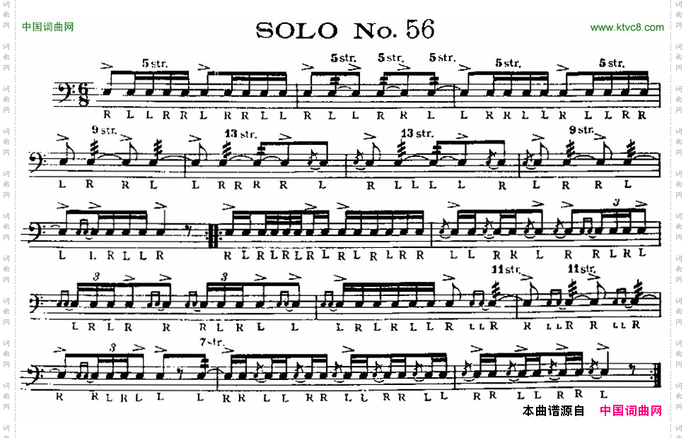 美国军鼓SOLONo.56-60爵士鼓谱_美国军鼓 SOLO No.56-60爵士鼓谱