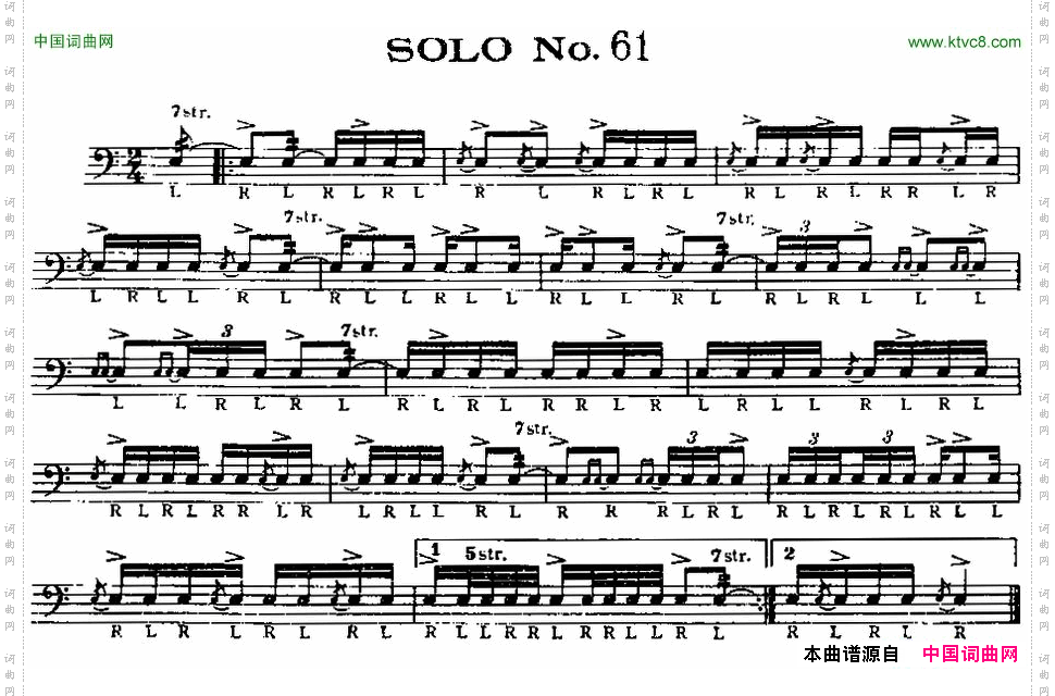 美国军鼓SOLONo.61-65爵士鼓谱_美国军鼓 SOLO No.61-65爵士鼓谱