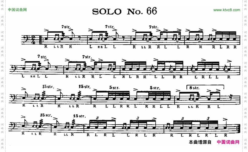 美国军鼓SOLONo.66-70爵士鼓谱_美国军鼓 SOLO No.66-70爵士鼓谱