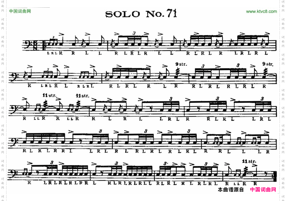美国军鼓SOLONo.71-75爵士鼓谱_美国军鼓 SOLO No.71-75爵士鼓谱