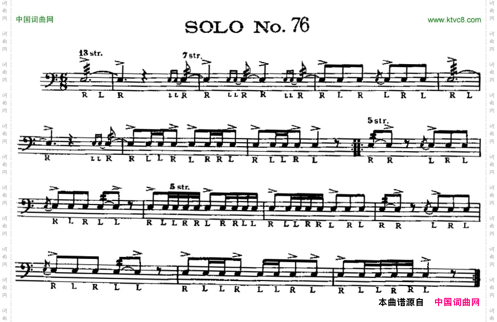 美国军鼓SOLONo.76-80爵士鼓谱_美国军鼓 SOLO No.76-80爵士鼓谱