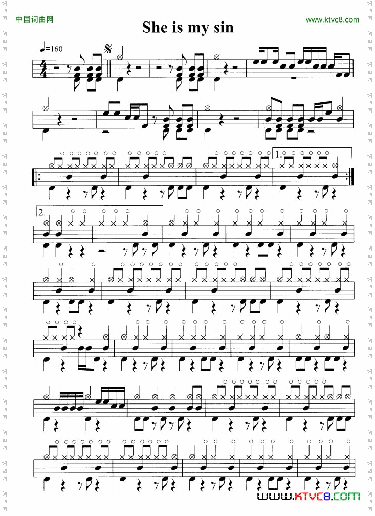 Sheismysin鼓谱_She is my sin鼓谱