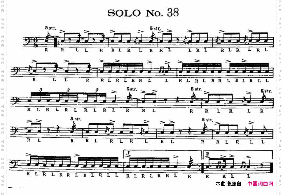 美国军鼓SOLONo.36-40爵士鼓谱_美国军鼓 SOLO No.36-40爵士鼓谱