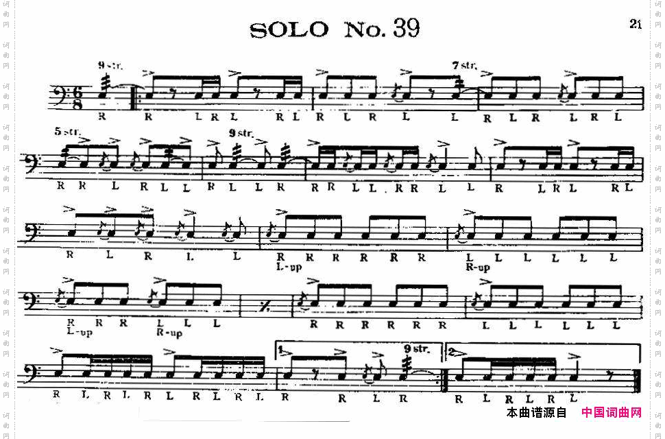 美国军鼓SOLONo.36-40爵士鼓谱_美国军鼓 SOLO No.36-40爵士鼓谱