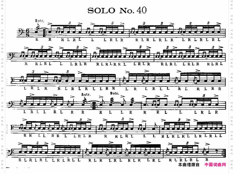 美国军鼓SOLONo.36-40爵士鼓谱_美国军鼓 SOLO No.36-40爵士鼓谱