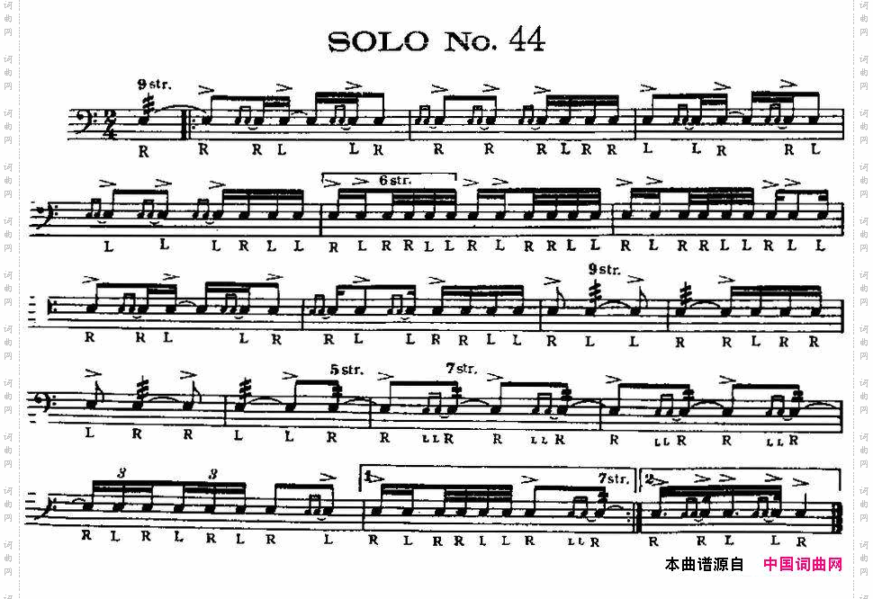 美国军鼓SOLONo.41-45爵士鼓谱_美国军鼓 SOLO No.41-45爵士鼓谱