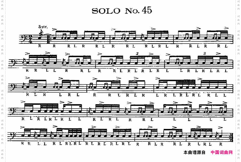 美国军鼓SOLONo.41-45爵士鼓谱_美国军鼓 SOLO No.41-45爵士鼓谱