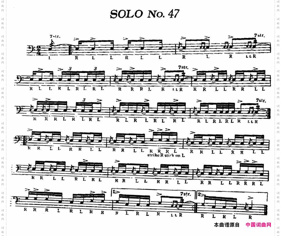美国军鼓SOLONo.46-50爵士鼓谱_美国军鼓 SOLO No.46-50爵士鼓谱