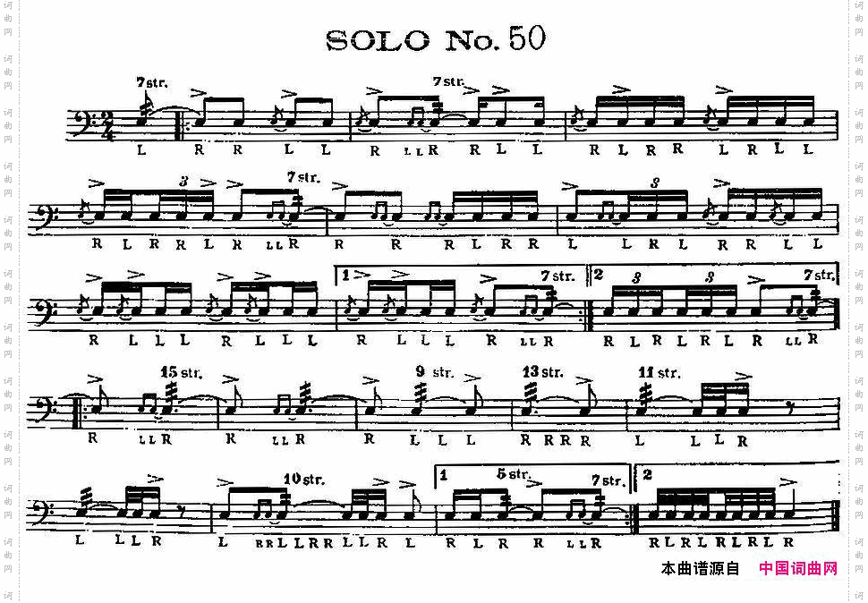 美国军鼓SOLONo.46-50爵士鼓谱_美国军鼓 SOLO No.46-50爵士鼓谱