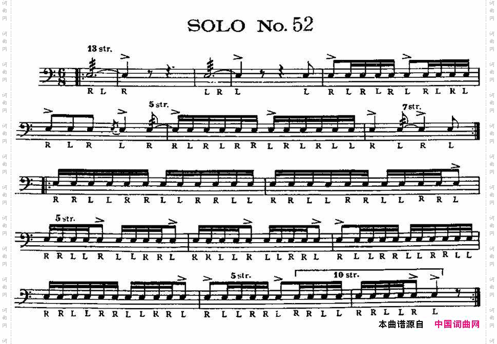 美国军鼓SOLONo.51-55爵士鼓谱_美国军鼓 SOLO No.51-55爵士鼓谱