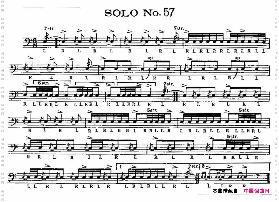 美国军鼓SOLONo.56-60爵士鼓谱_美国军鼓 SOLO No.56-60爵士鼓谱