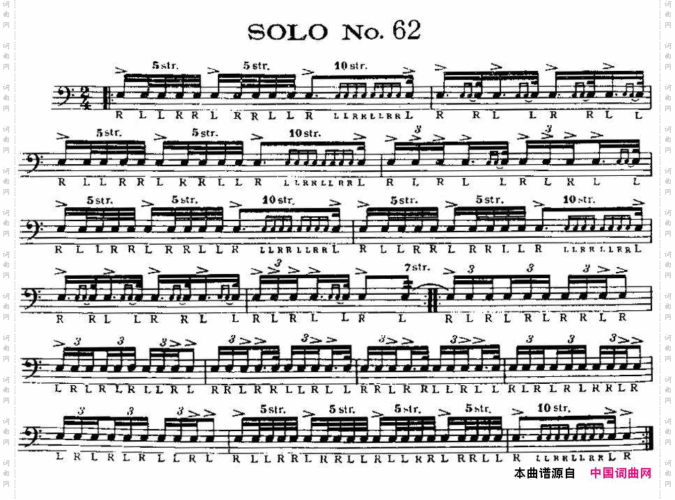 美国军鼓SOLONo.61-65爵士鼓谱_美国军鼓 SOLO No.61-65爵士鼓谱