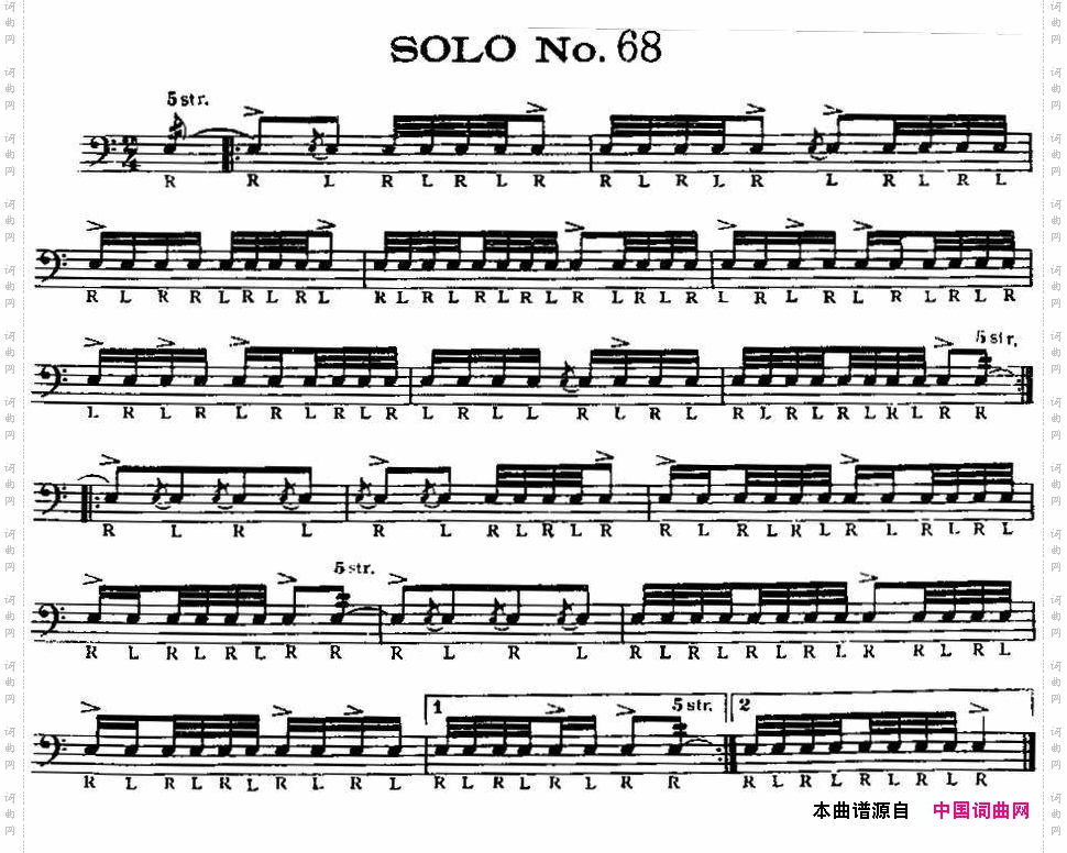 美国军鼓SOLONo.66-70爵士鼓谱_美国军鼓 SOLO No.66-70爵士鼓谱