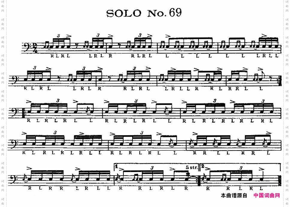 美国军鼓SOLONo.66-70爵士鼓谱_美国军鼓 SOLO No.66-70爵士鼓谱