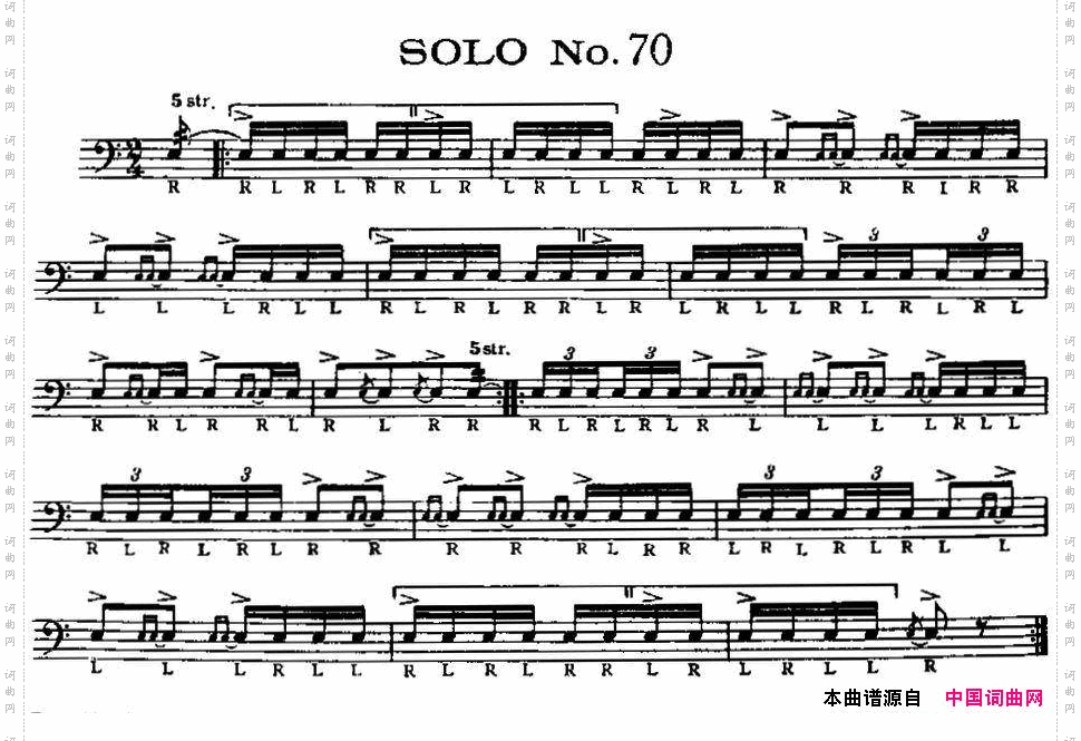 美国军鼓SOLONo.66-70爵士鼓谱_美国军鼓 SOLO No.66-70爵士鼓谱