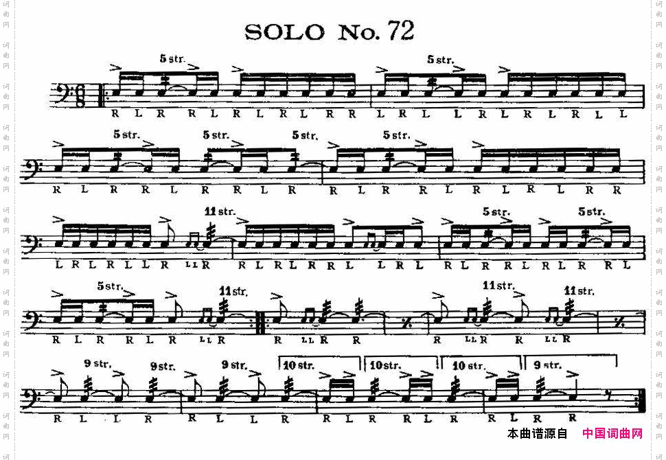 美国军鼓SOLONo.71-75爵士鼓谱_美国军鼓 SOLO No.71-75爵士鼓谱