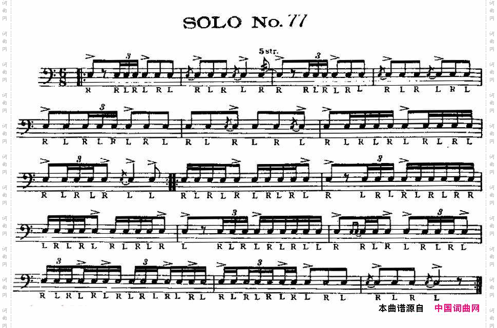 美国军鼓SOLONo.76-80爵士鼓谱_美国军鼓 SOLO No.76-80爵士鼓谱