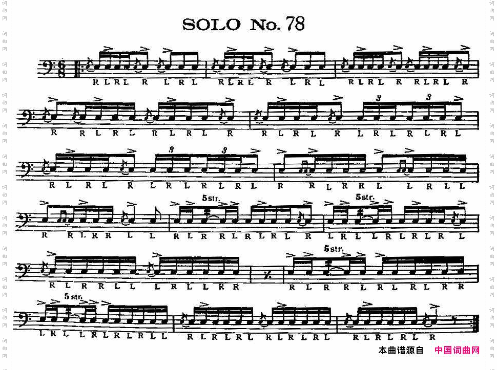 美国军鼓SOLONo.76-80爵士鼓谱_美国军鼓 SOLO No.76-80爵士鼓谱
