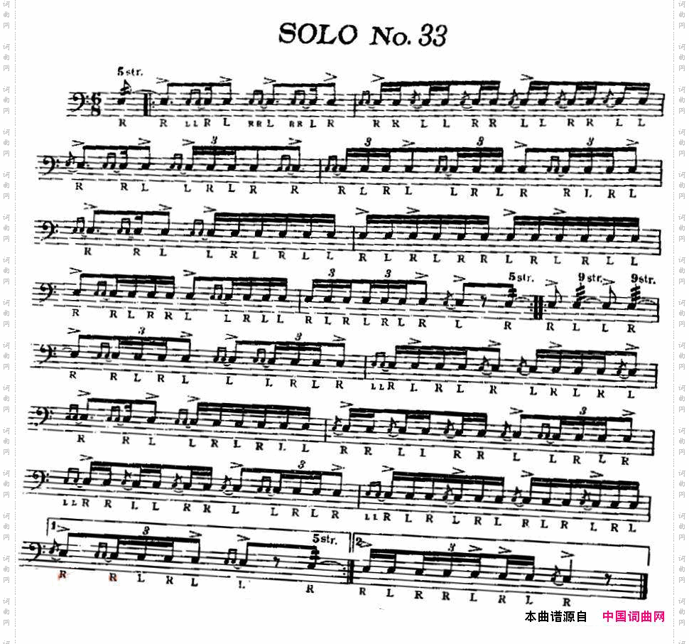 美国军鼓SOLONo.31-35爵士鼓谱_美国军鼓 SOLO No.31-35爵士鼓谱