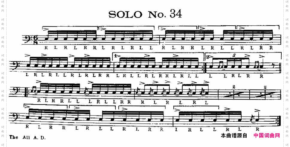 美国军鼓SOLONo.31-35爵士鼓谱_美国军鼓 SOLO No.31-35爵士鼓谱