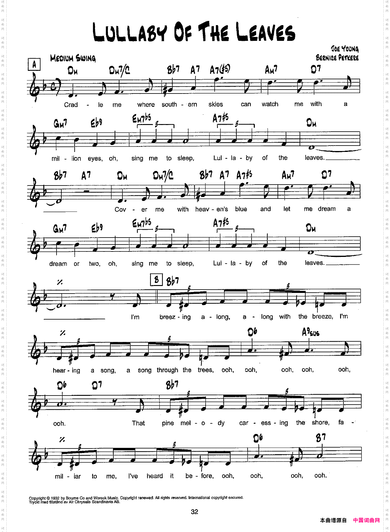 降B爵士乐谱：LULLABYOFTHELEAVES