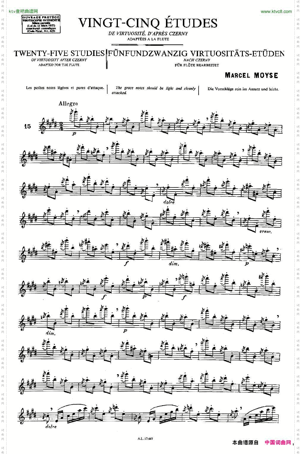 Moyse-25StudiesafterCzernyflute之1525首改编自车尔尼作品的练习曲