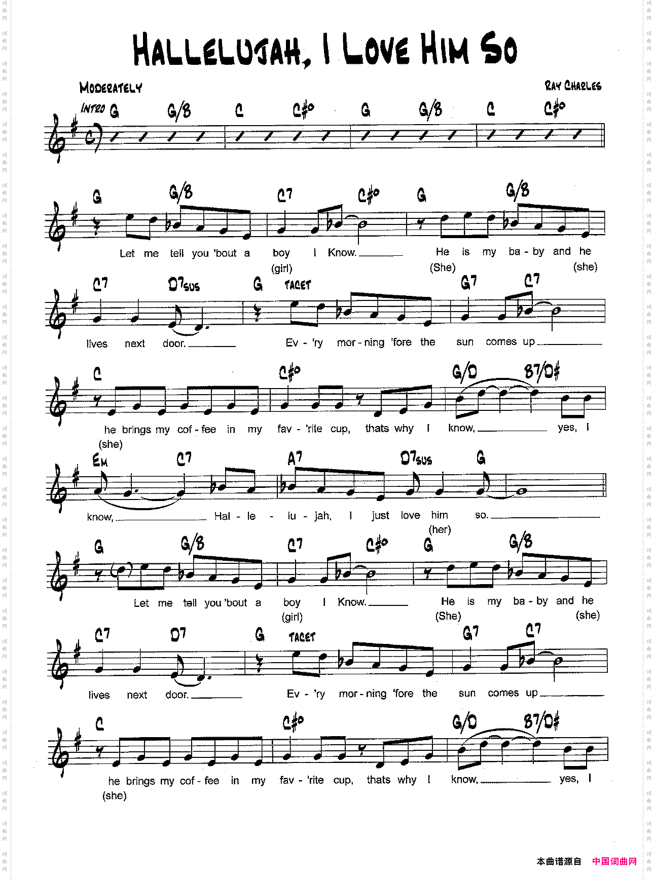 降B爵士乐谱：HALLELUJAH,ILOVEHIMSO