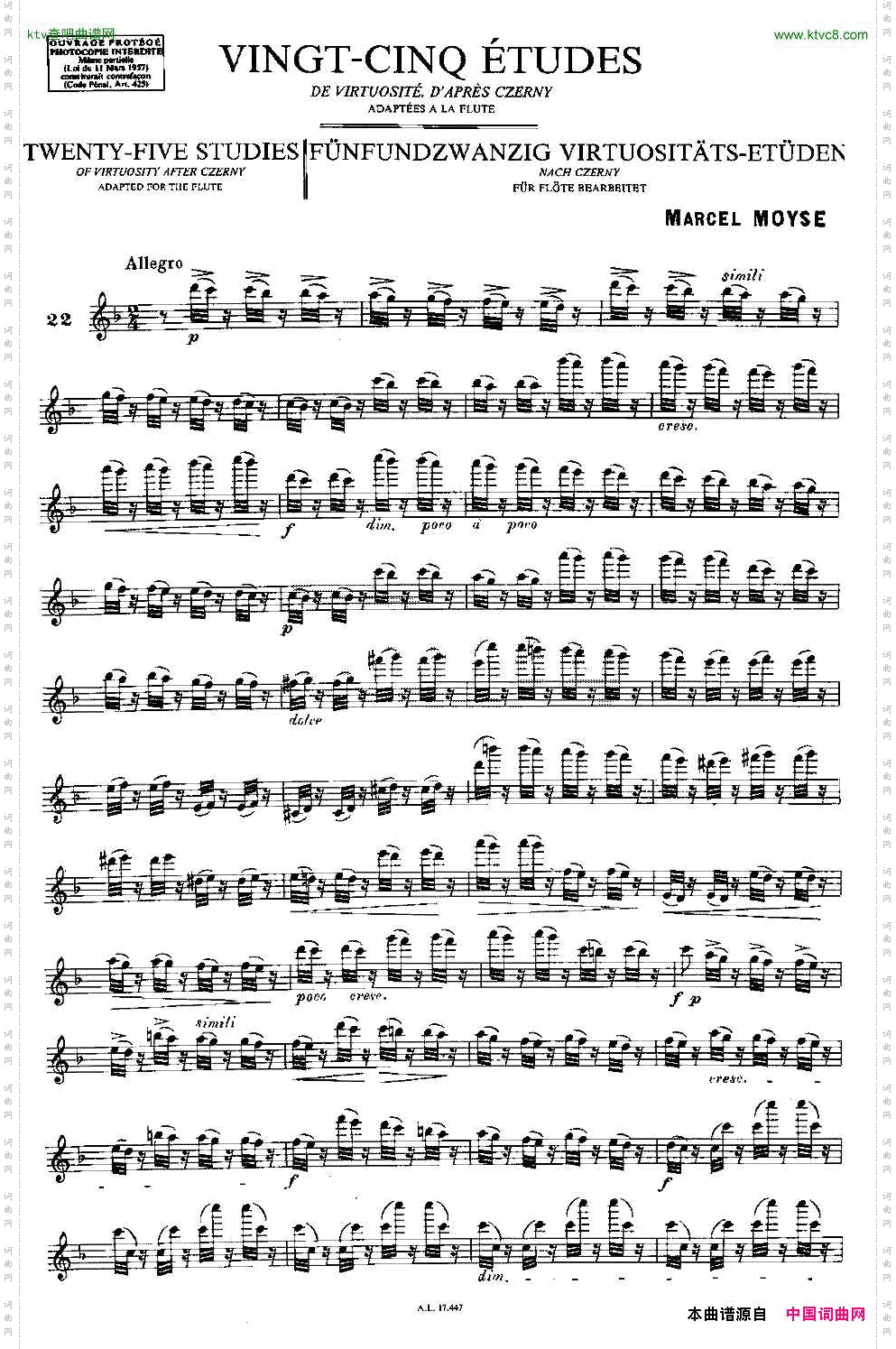 Moyse-25StudiesafterCzernyflute之2225首改编自车尔尼作品的练习曲