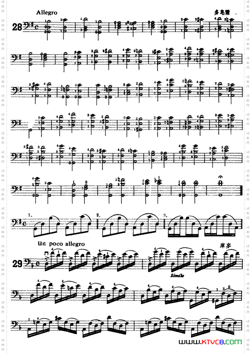 鲍斯特列姆大提琴练习曲28-30
