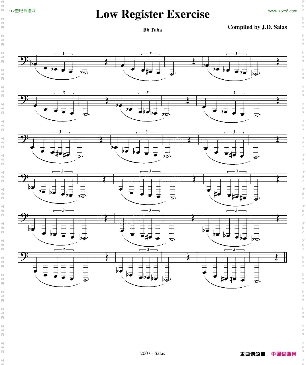 LowRegisterExercises大号练习教材选曲