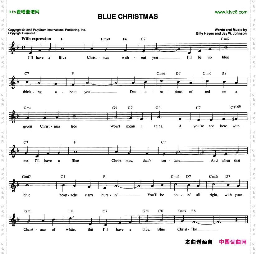 BLUECRISTMAS五线谱
