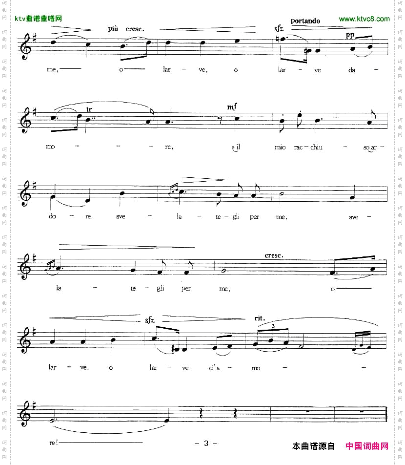 围绕着我崇拜的人儿五线谱[意]