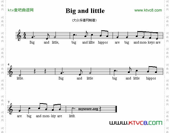 Bigandlittle英文儿歌、五线谱