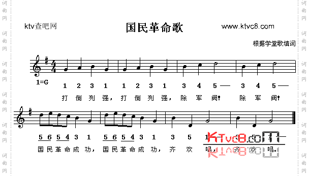 国民革命歌_简谱/五线谱对照