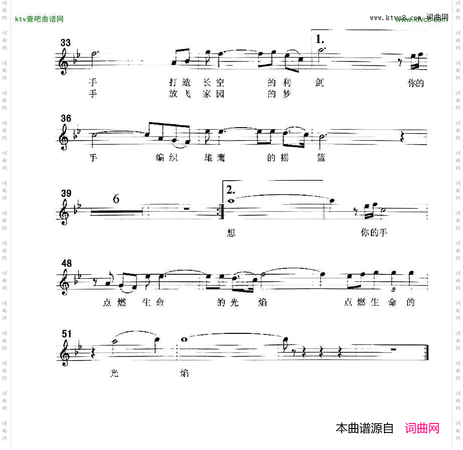 你的手五线谱