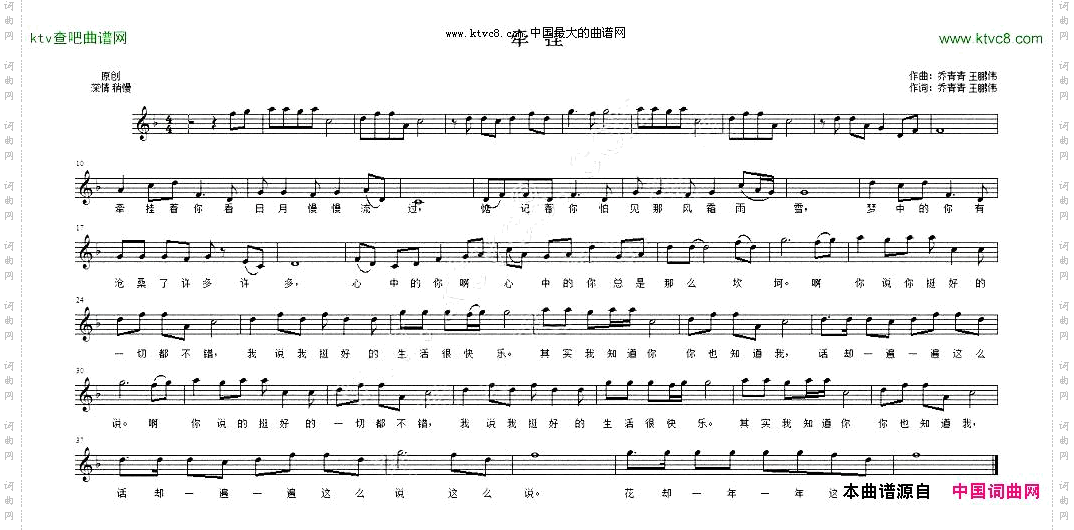 牵挂乔青青王树伟词曲