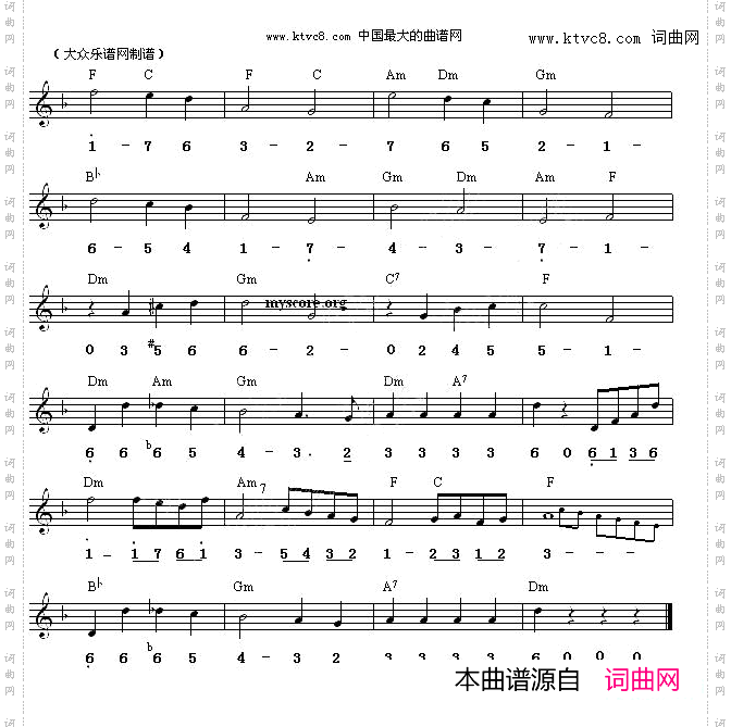 红莓花开中四步舞曲旋律和弦标记