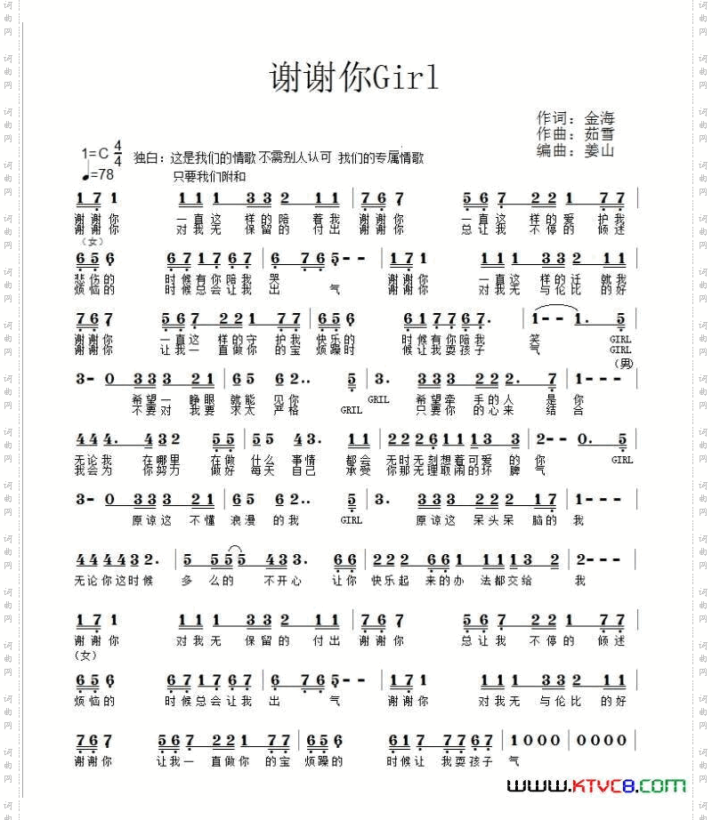 谢谢你Girl
