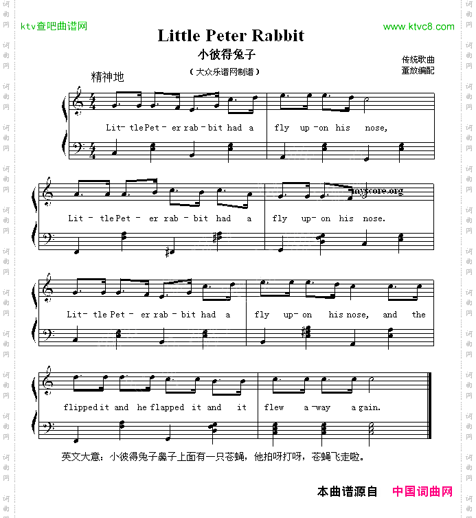 LittlePeterRabbit小彼得兔子英文儿歌弹唱